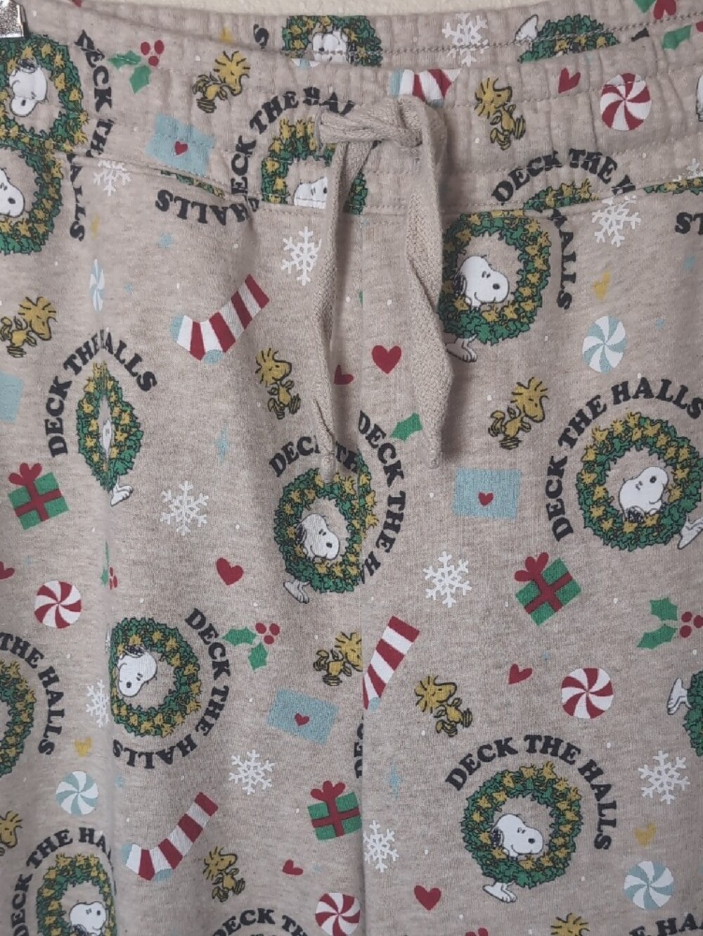 American Eagle Outfitters Beige Fleece Holiday Wreath Pajama Lounge Pants S